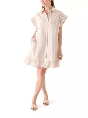 Crown and Ivy Short Sleeve Peplum Yarn Dye Dress Large